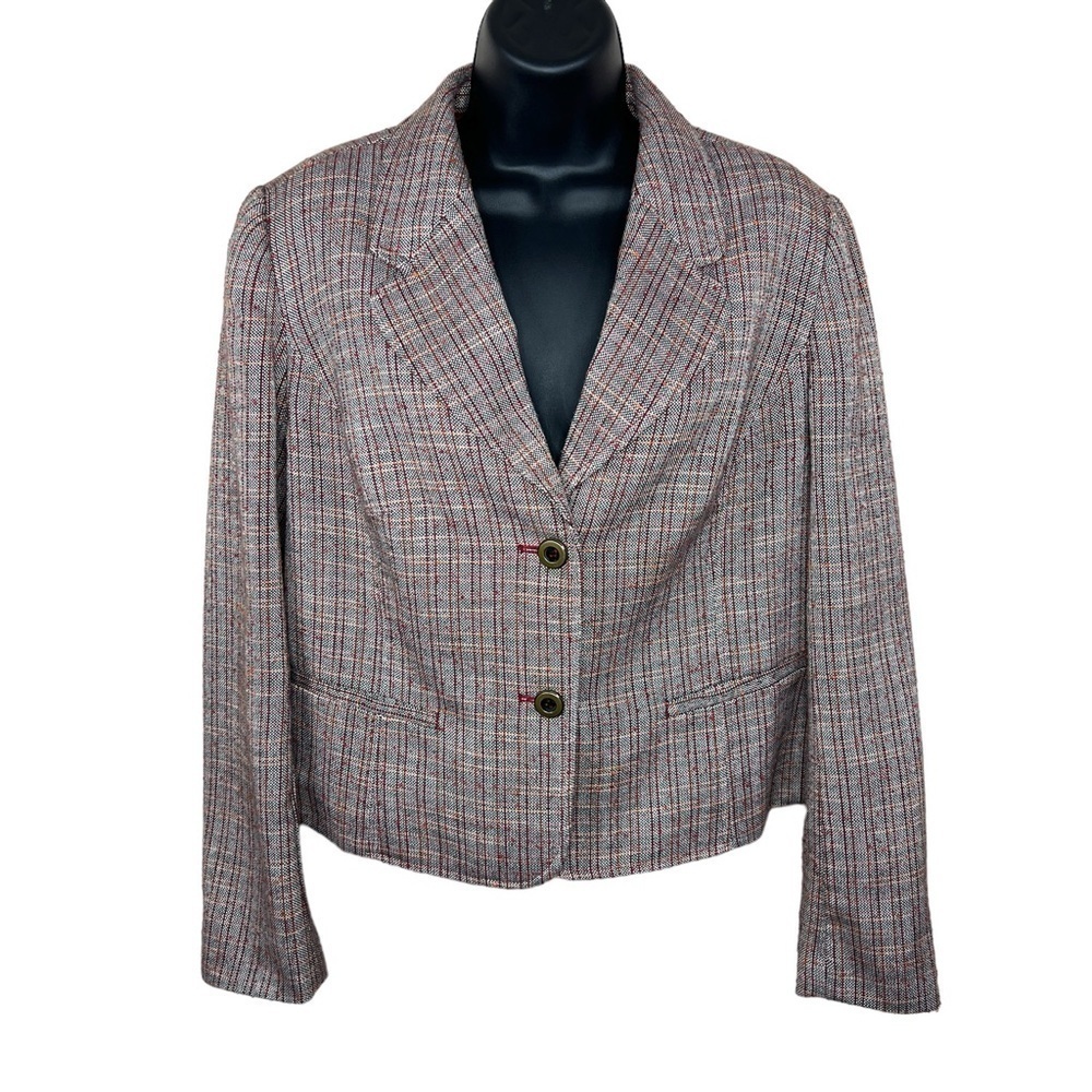 Vintage Christopher And Banks Tweed Blazer Long Sleeve Lined Shoulder Pads